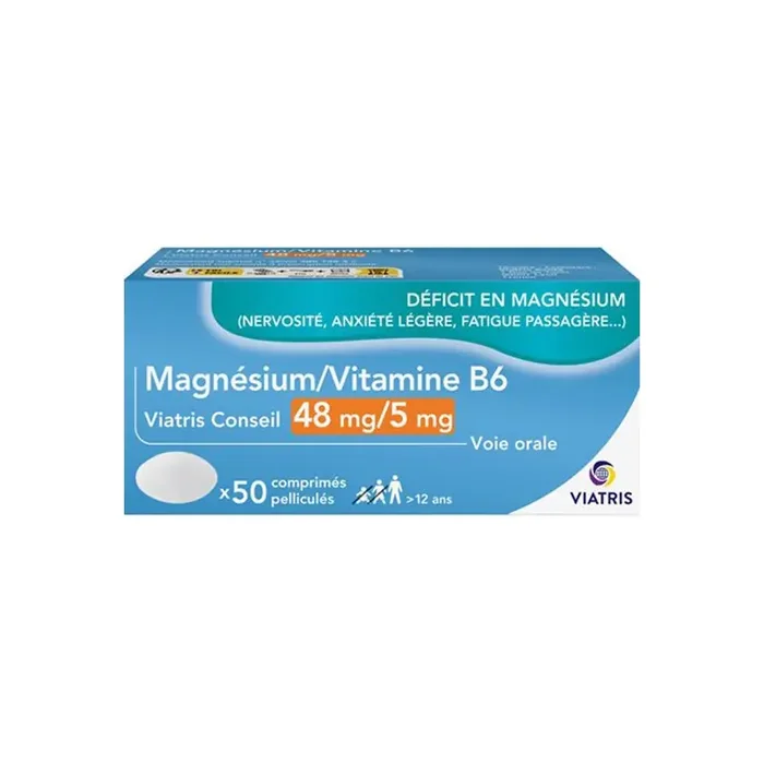 Magnesium Vitamine B6 Viatris Conseil 48mg/5mg 50 comprimes pellicules