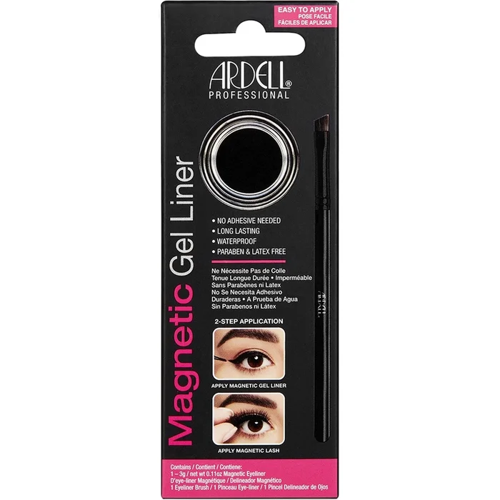 Magnetic Gel Liner – Pot gel eyeliner noir avec pinceau biseauté magnétique pour Faux Cils