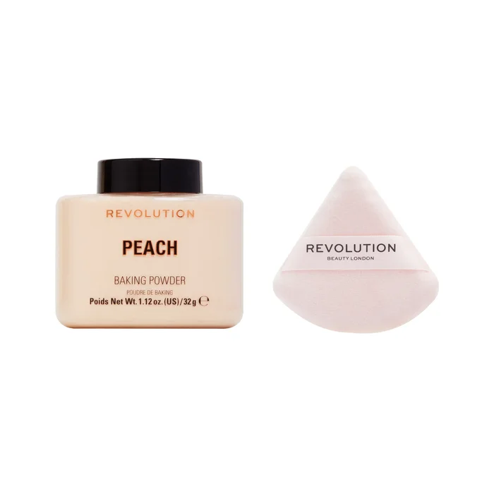 Makeup Revolution Baking Powder and Powder Puff Duo – Peach
