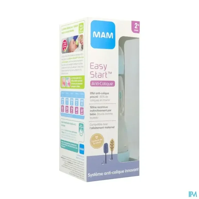 Mam biberon easy start anticolique nature aqua debit 2 260ml x2