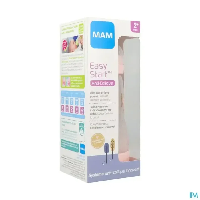 Mam biberon easy start anticolique nature blush debit 2 260ml x2