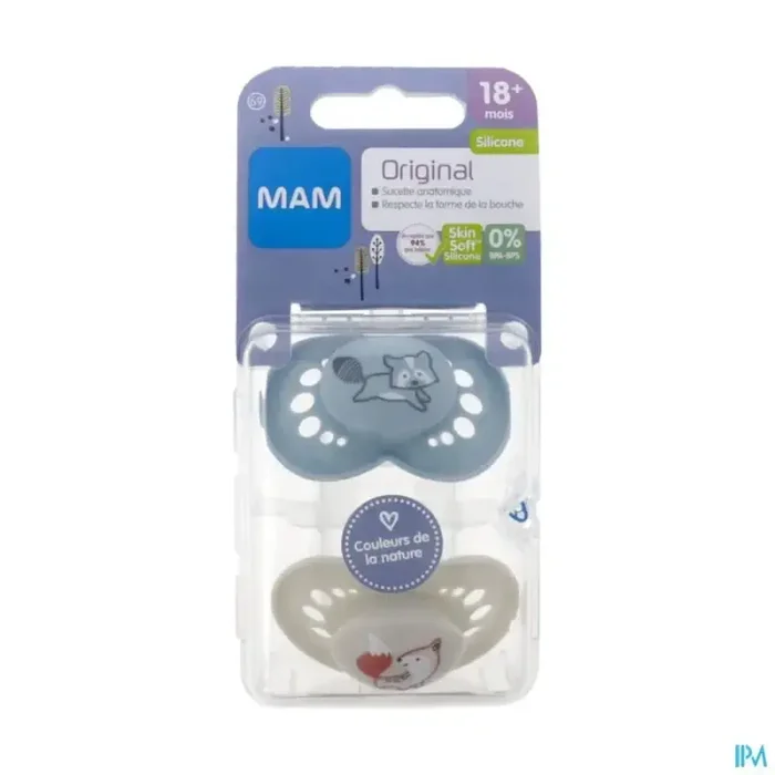 Mam sucette anatomique silicone original couleurs de la nature motif +18m boite sterilisation n69 x2