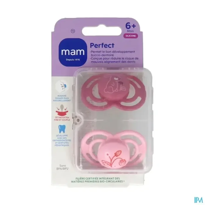 Mam sucette perfect animaux +6m silicone x2