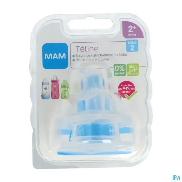 Mam tetine anatomique debit 2 moyen silicone x2
