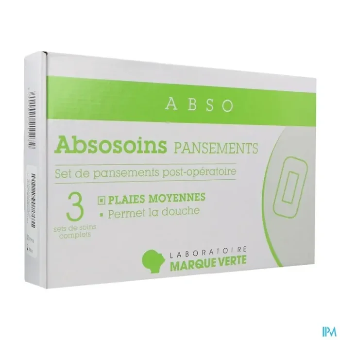 Marque verte absosoins set pansement postop moyen plaies 3