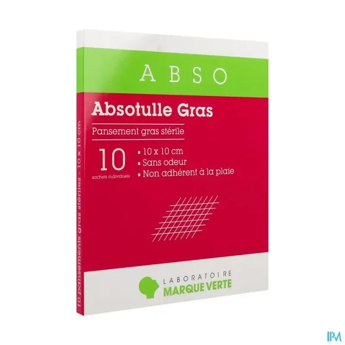 Marque verte absotulle pansement gras 10cm x 10cm 10