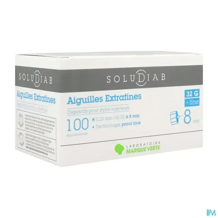 Marque verte soludiab aiguille pour stylo insuline 8mm extrafines g32 100