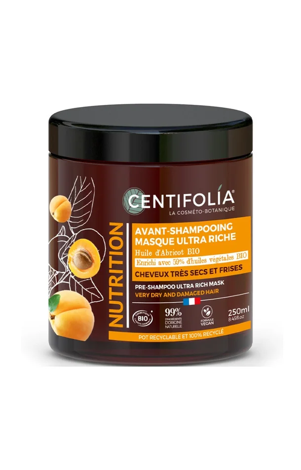 Masque avant-shampoing bio – Huile d’abricot – Cheveux secs & frisés – 250 ml