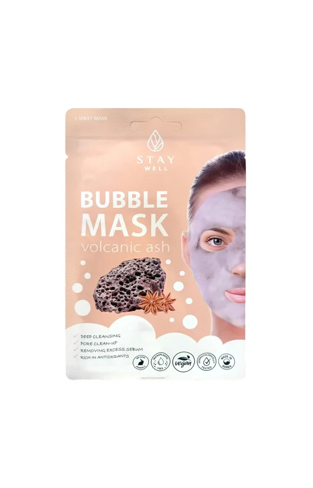 Masque en tissu moussant purifiant – Cendre volcanique – Visage – 12 unité