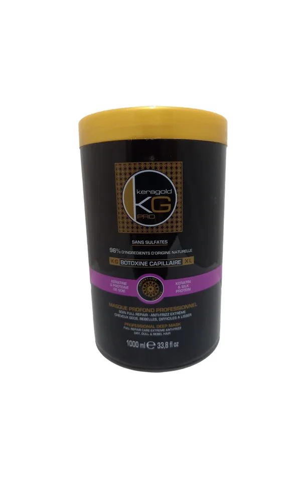 Masque réparateur – Botoxine – Kératine & protéine de soie – Cheveux secs & rebelles – 1 L