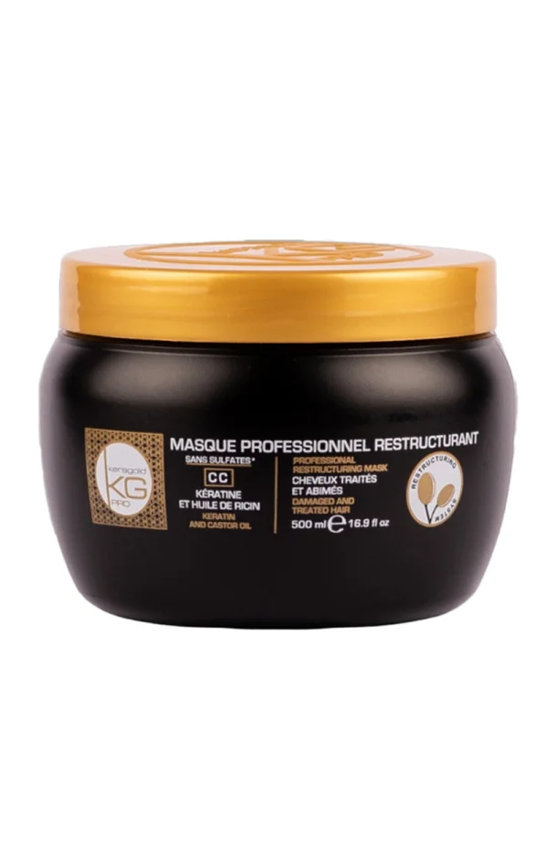 Masque restructurant – Kératine & huile de ricin – Cheveux abîmés – 500 ml