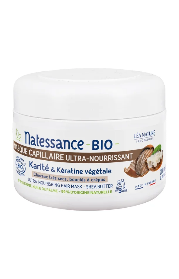 Masque ultra-nourrissant bio – Karité – Cheveux crépus ou frisés – 200 ml
