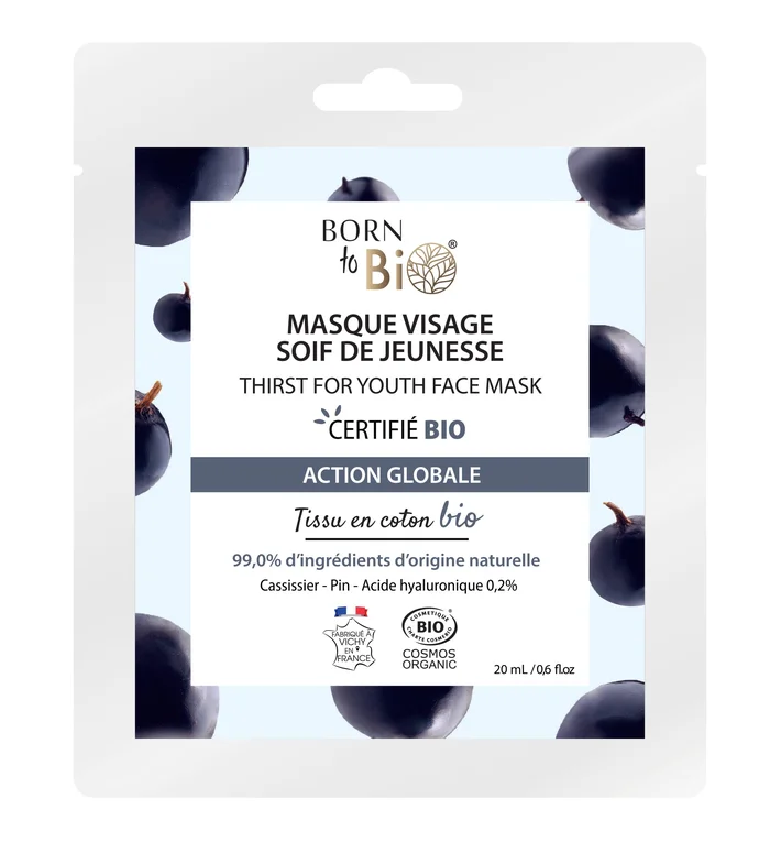 Masque visage Soif de Jeunesse en coton – Certifié Bio