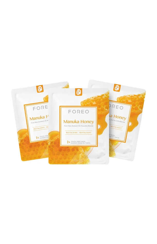 Masques en tissu revitalisants – Farm To Face – Miel de Manuka – Peaux sèches & matures – 3 unités