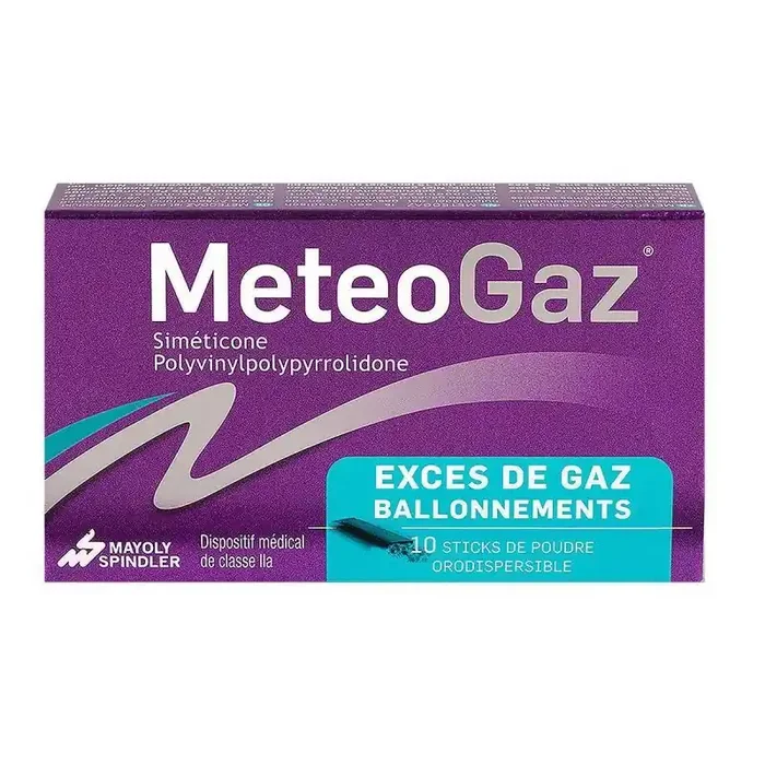 Meteogaz -10 Sticks de poudre orodispersible – Excès de gaz, ballonnements