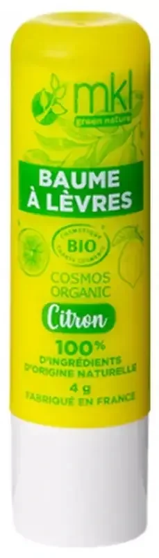 Mkl Green Nature Baume à Lèvres Bio 4 g – 100% Naturel – Goût Citron