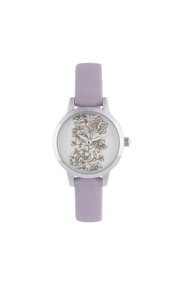 Montre – Résine violette & argenté – Cadran motif la romance – 36 mm
