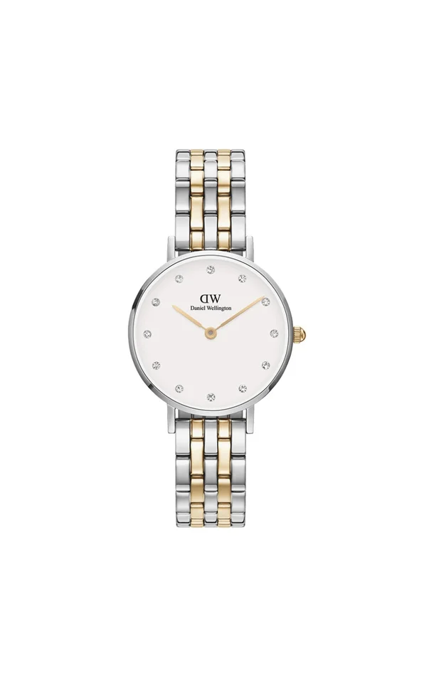 Montre à quartz – Acier inoxydable argenté & doré & cristaux – Femme