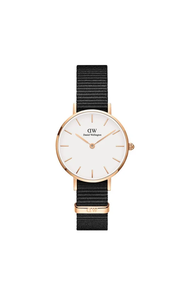 Montre à quartz – Acier inoxydable doré rose & polyester – Femme