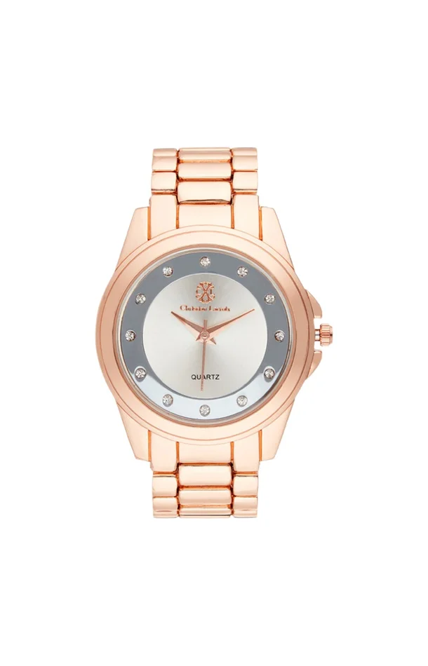 Montre à quartz en acier – Doré rose et argenté