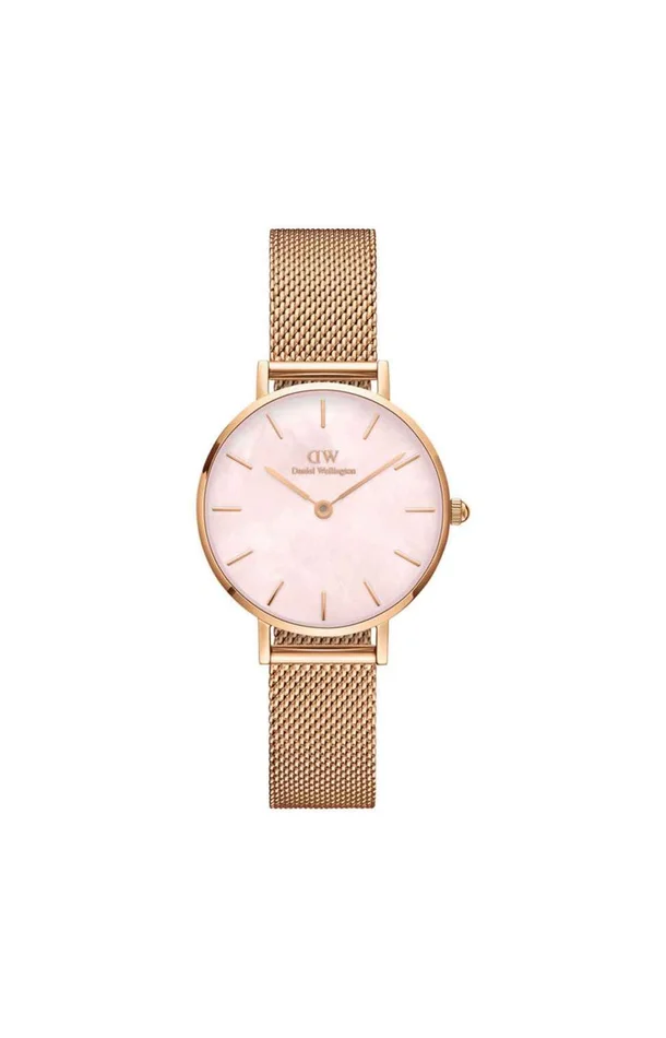 Montre quartz – Acier inoxydable & nacre rose – Femme