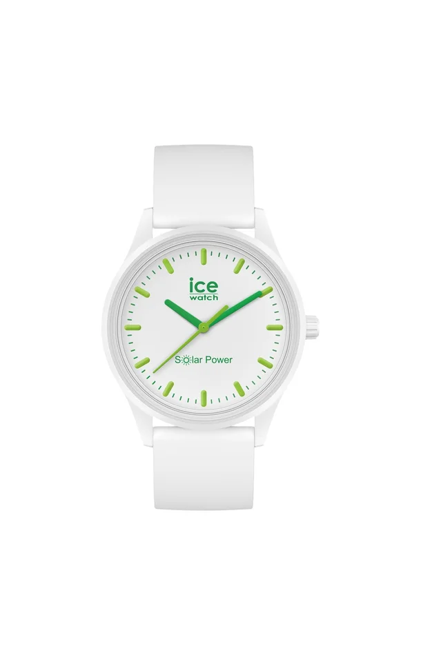 Montre solaire en silicone – ICE Solar Power – Nature – Medium – Blanc et vert