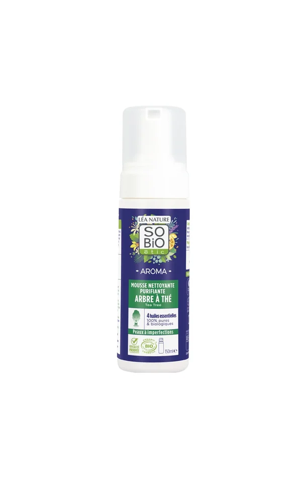 Mousse nettoyante purifiante bio – Arbre à thé – Peaux à problèmes