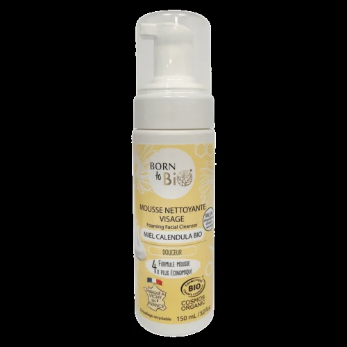 Mousse Nettoyante Visage Miel Calendula – Certifiée bio