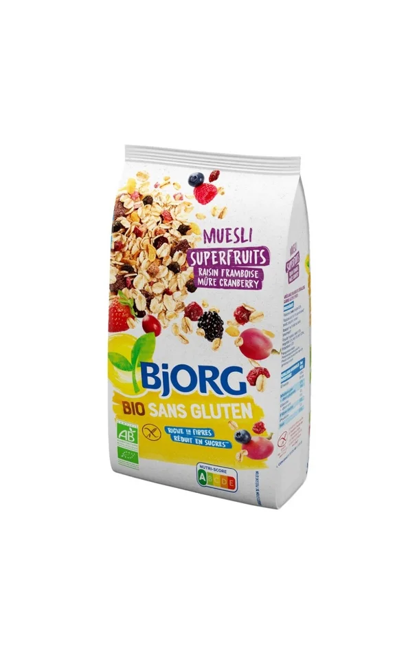 Muesli superfruits bio – Raisin, framboise, mûre & cranberry – 375 g