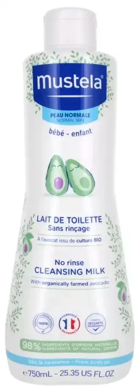 Mustela Lait de Toilette Sans Rinçage à l‘Avocat Bio 750 ml