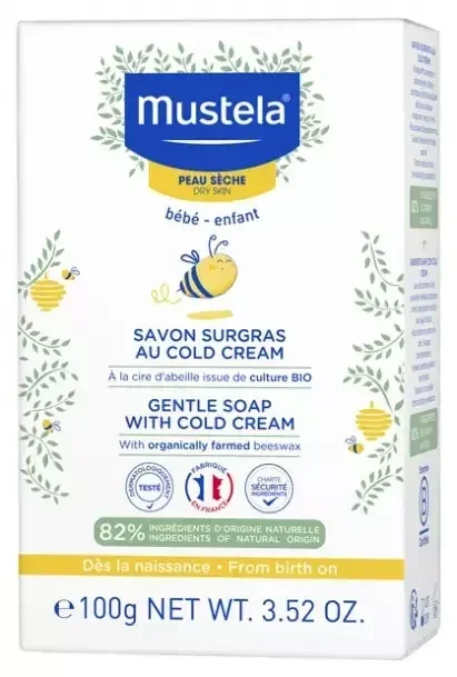 Mustela Savon Surgras au Cold Cream à la Cire d‘Abeille Bio Peau Sèche 100 g