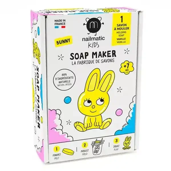 Nailmatic La fabrique de Savons Bunny – 3 savons en Forme de Lapin à Mouler – Kit DIY pour Enfants – 1 kit