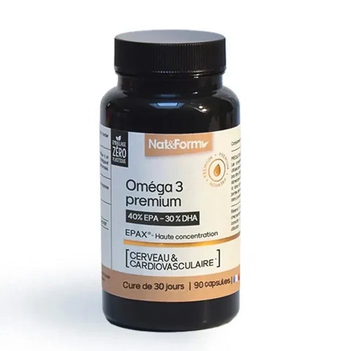 Nat & Form Oméga 3 Premium Cerveau & Cardiovasculaire 90 capsules