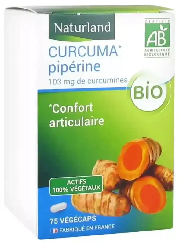Naturland Curcuma Pipérine Bio 75 Végécaps