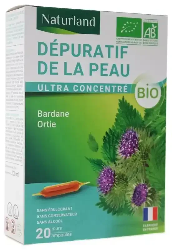 Naturland Dépuratif de la Peau Bio 20 Ampoules Buvables de 10 ml