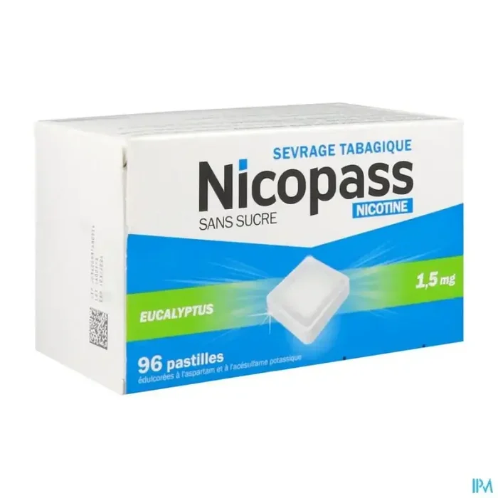 Nicopass 1mg5 sans sucre eucalyptus pastille à sucer 96