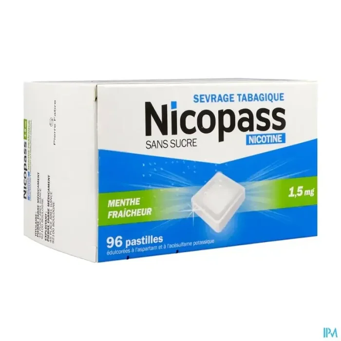 Nicopass 1mg5 sans sucre menthe fraîcheur pastille à sucer 96