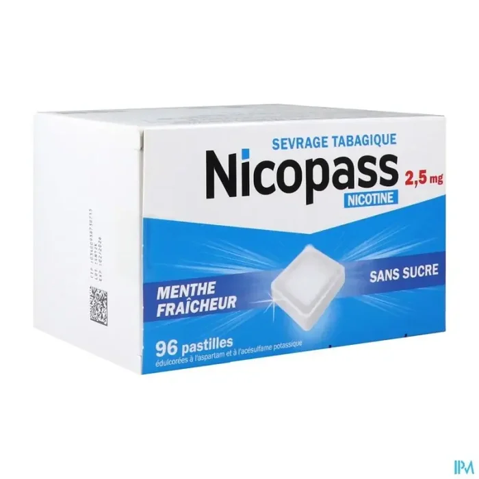 Nicopass 2mg5 sans sucre menthe pastille à sucer 96