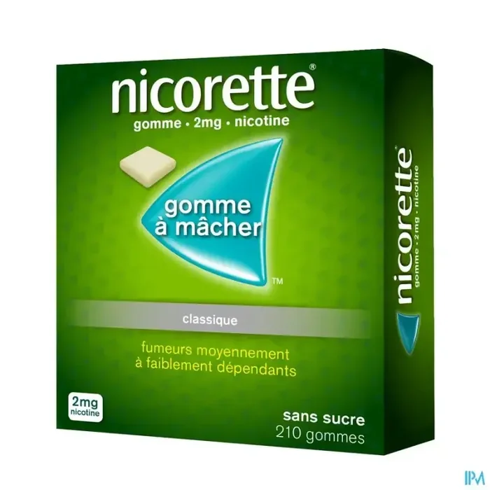 Nicorette 2mg sans sucre gommes à mâcher 210