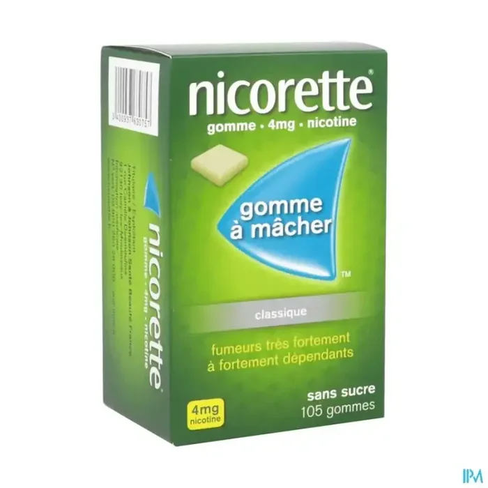 Nicorette 4mg sans sucre gommes à mâcher 105
