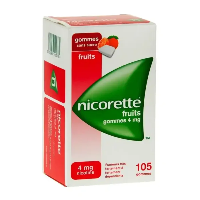 Nicorette Fruits 4Mg Sans Sucre 105 Gommes a Macher