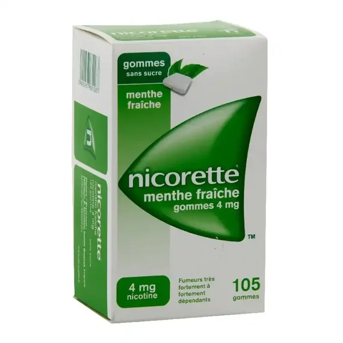 Nicorette menthe fraiche 4mg sans sucre 105 gommes a macher