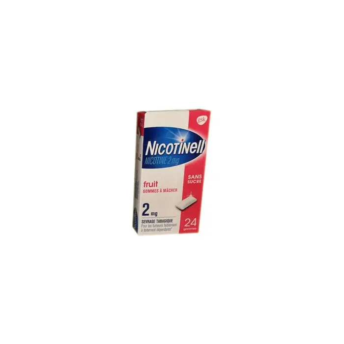 NICOTINELL FRUIT SANS SUCRE 2MG 24 GOMMES GSK