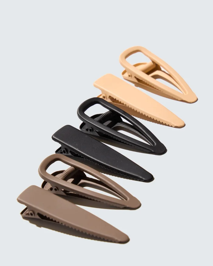 No-Slip Hair Clips, 6-Pack, Café