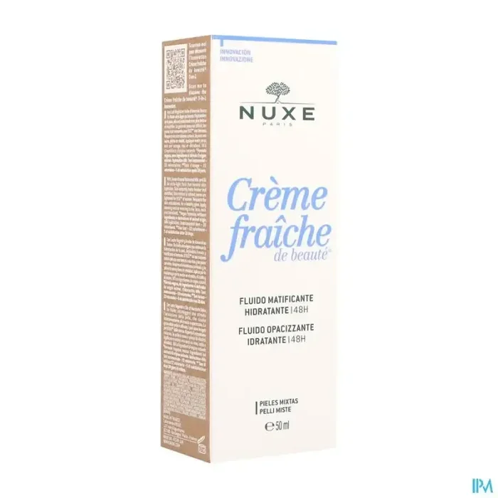 Nuxe crème fraîche de beauté fluide matifiant hydratation 48h peaux mixtes 50ml