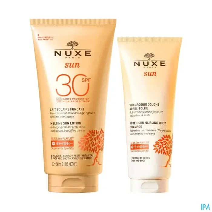 Nuxe sun lait fondant SPF30 150ml + shampooing douche après soleil 100ml offert