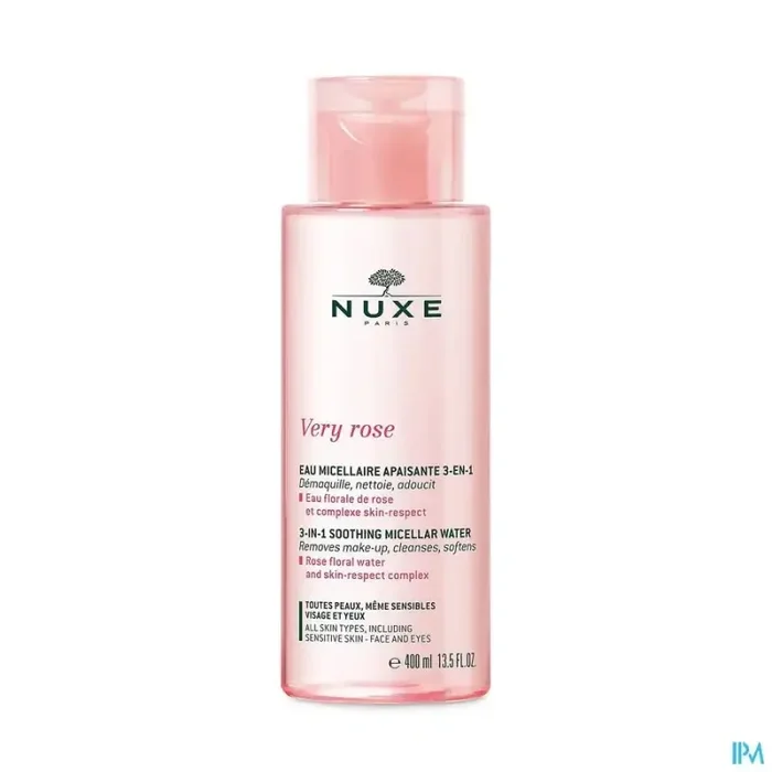 Nuxe very rose eau micellaire apaisante 3 en 1 toutes peaux meme sensibles 400ml