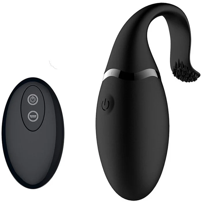 Œuf vibrant avec stimulateur de clitoris – 10 modes – Noir – 14,5 cm