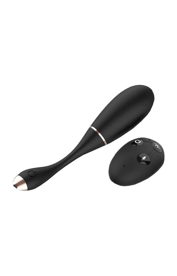 Œuf vibrant waterproof commandable par la voix – 10 modes – Noir – 14,9 cm