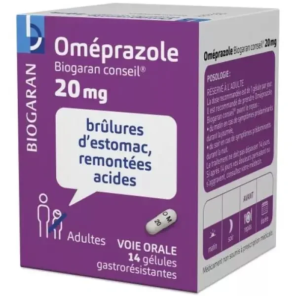 Oméprazole 20Mg – Brûlures d‘estomac Remontées acides – 14 gélules